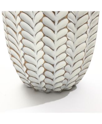 Modern Geometric Pattern Polyresin 13.5-Inch Tall Cylinder Vase