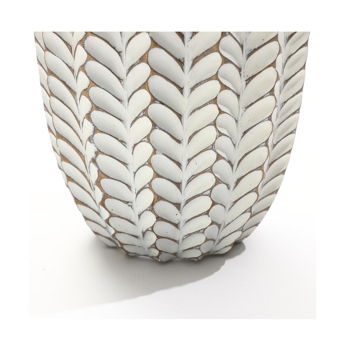 LuxenHome Modern Geometric Pattern Polyresin -Inch Tall Cylinder Vase