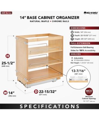 14" Pullout Kitchen Cabinet Organizer Pantry Spice Rack, 448-BC-14C