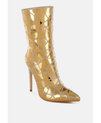 Womens Echostage Rhinestones Embellished Metallic Boots