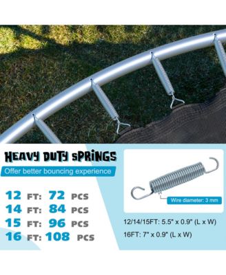 15FT Outdoor Large Trampoline Safety Enclosure Net w/ Basketball Hoop Ladder