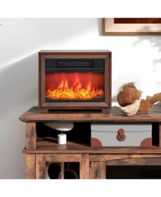 Mini Wooden Space Tabletop Fireplace with Realistic Flame Effect