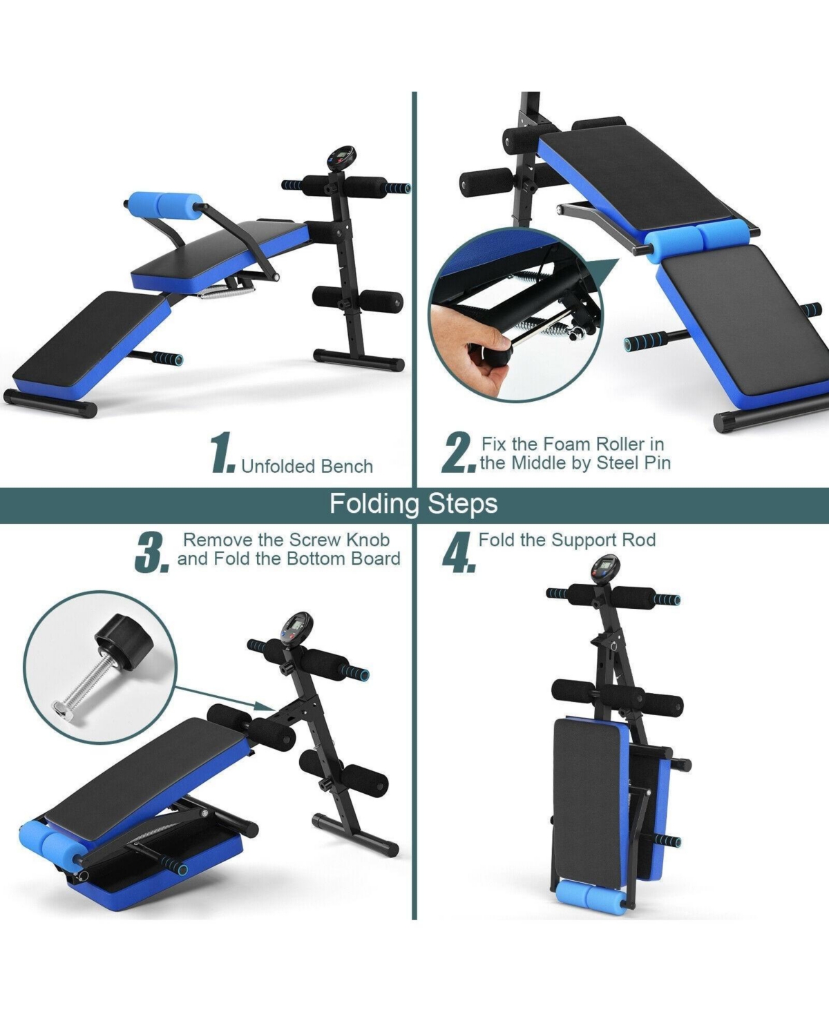 Hongge Adjustable Sit Up Bench with Lcd Monitor