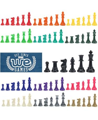 Color Bright Plastic Staunton Tournament Chess Pieces with 3.75 in. King - Half Chess Set of Chess Pieces Only, Red