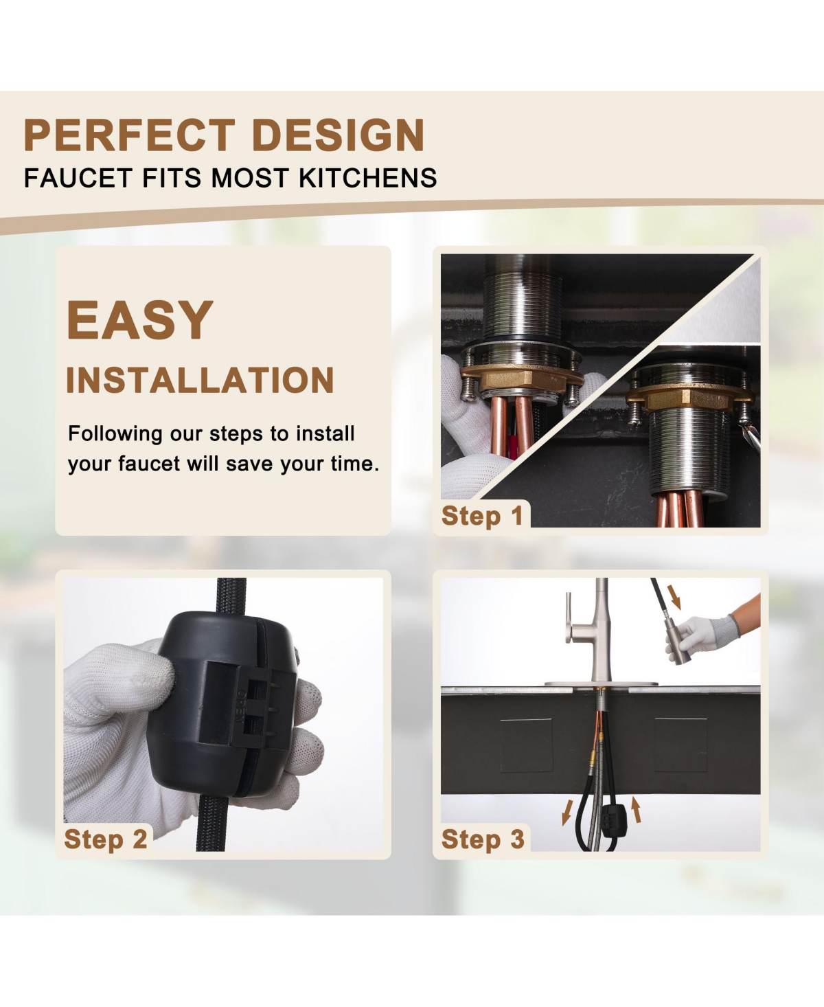 Casainc 1.8 Gpm Single-Handle Pull-Down Kitchen Faucet Single Hole with Deck Plate