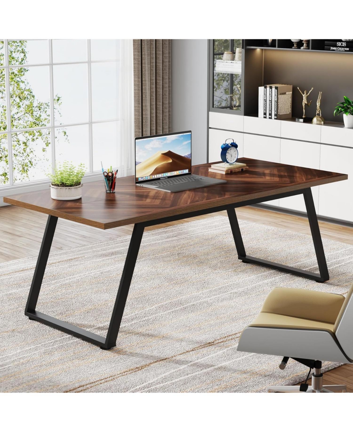 Tribesigns 63 Inch Executive Office Desk, Computer Desk with Thickened Frame, Modern Simple Study Writing Table Workstation Desk for Home Office