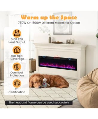 Electric Fireplace 60 Inches Recessed and Wall Mounted for 2' x 6' Stud