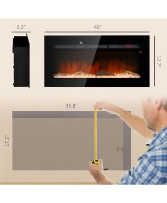 40" Recessed or Wall Mounted Electric Fireplace w/ Remote Control