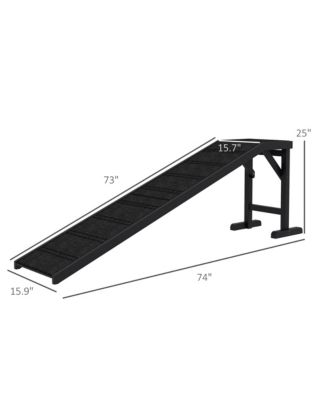 Dog Ramp w/ Non-Slip Carpet and Top Platform, 74" x 16" x 25",