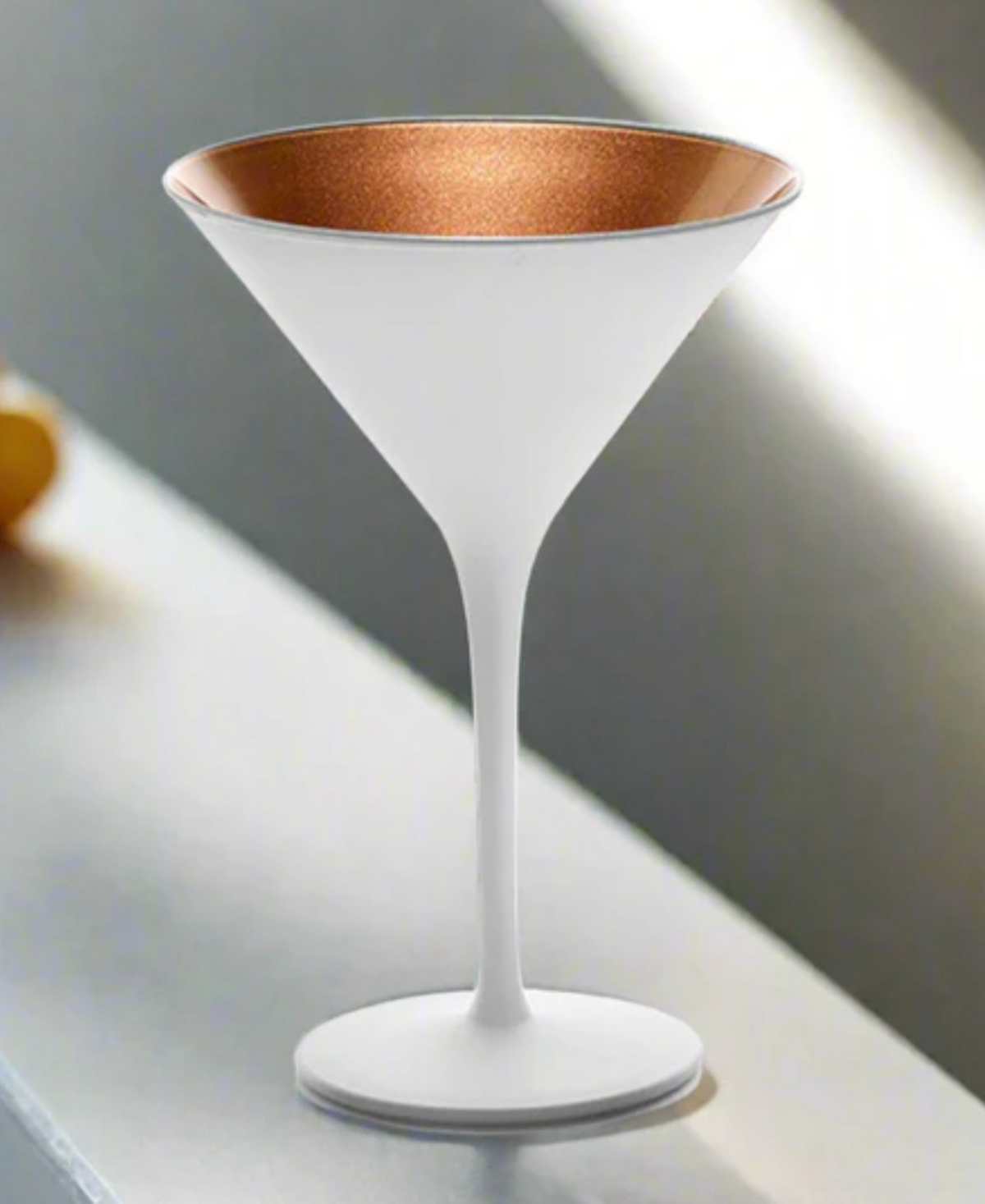 Stolzle Lausitz Olympia Martini Glasses, Set Of 2 In White With Bronze