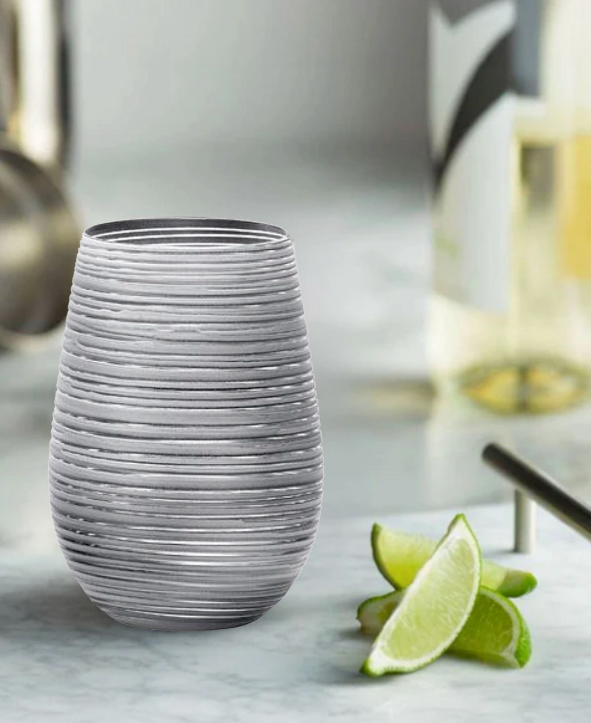 Stolzle Lausitz Olympia Twister Tumblers, Set Of 2 In White With Silver