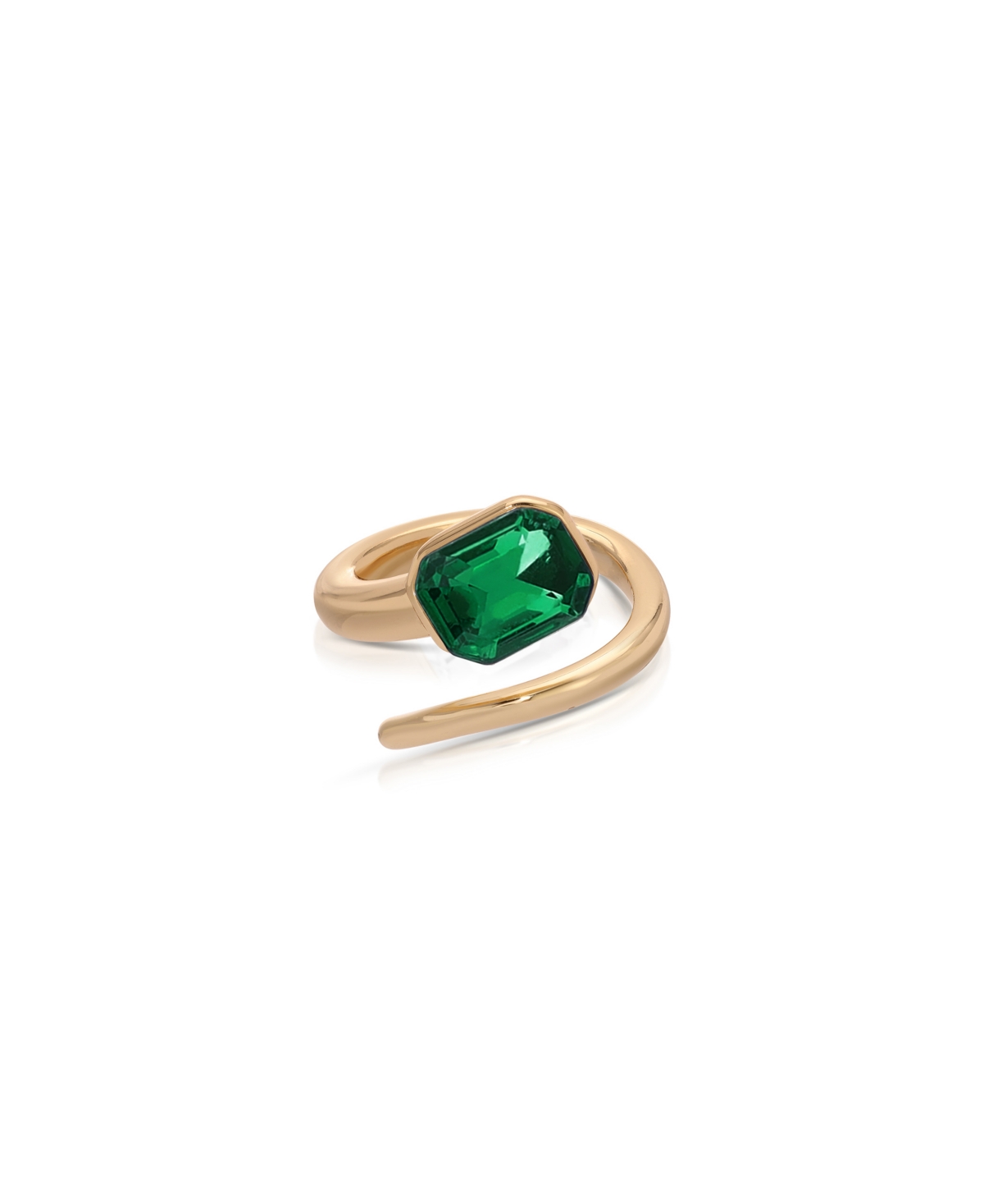 Deco Emerald 18k Gold Plated Ring - Green