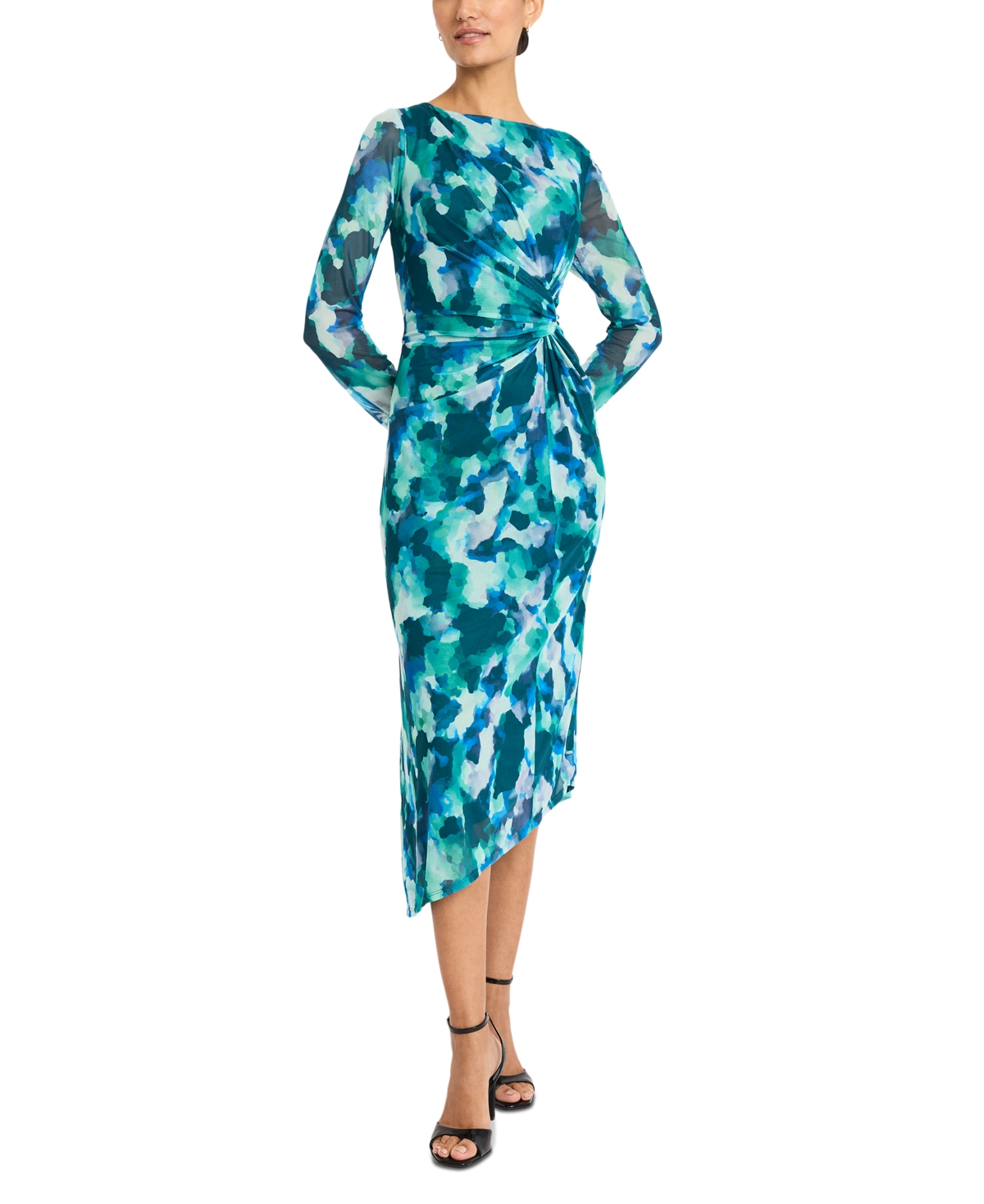 Women's Side-Twist Asymmetric-Hem Dress - Mint/teal