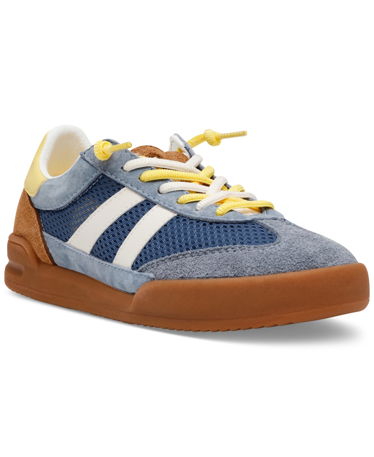 Steve Madden Verdict Blue Multi Suede Leather Lace-up Sneakers In Blue Mesh Multi