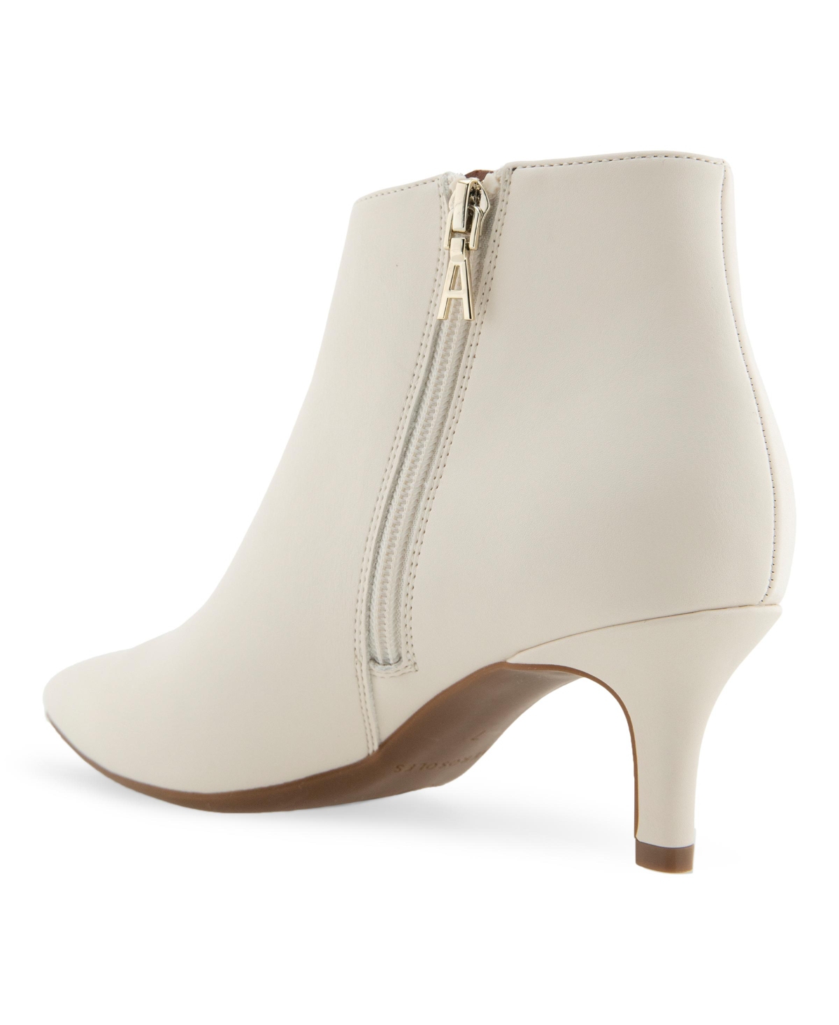 Aerosoles Edith Ankle Mid Heel Booties - Eggnog Smooth Faux Leather - Polyurethan