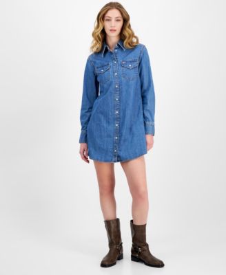 Tommy Jeans - Women's Cotton Long-Sleeve Denim Shirtdress