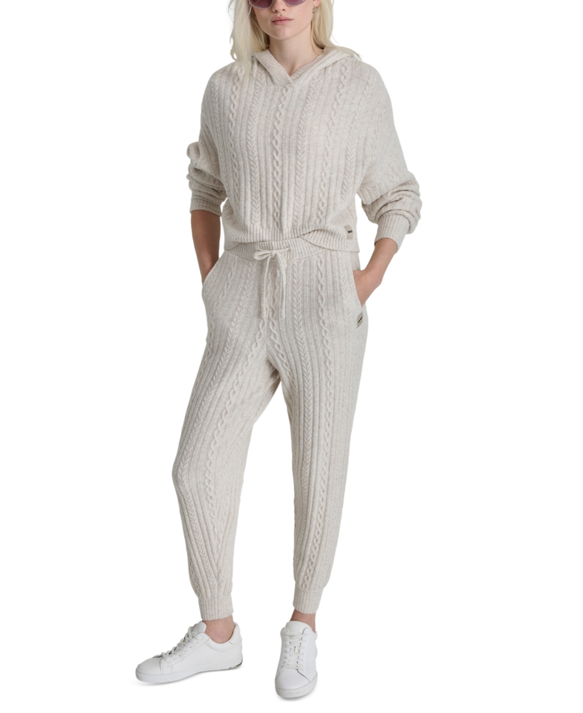 Dkny Sport Women's Cable-Knit Pullover Hooded Sweater