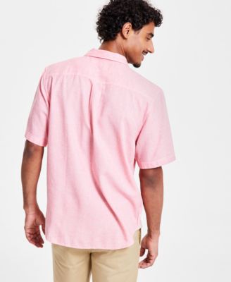 Men's Sand Desert Linen Blend Short-Sleeve Button-Down Shirt
