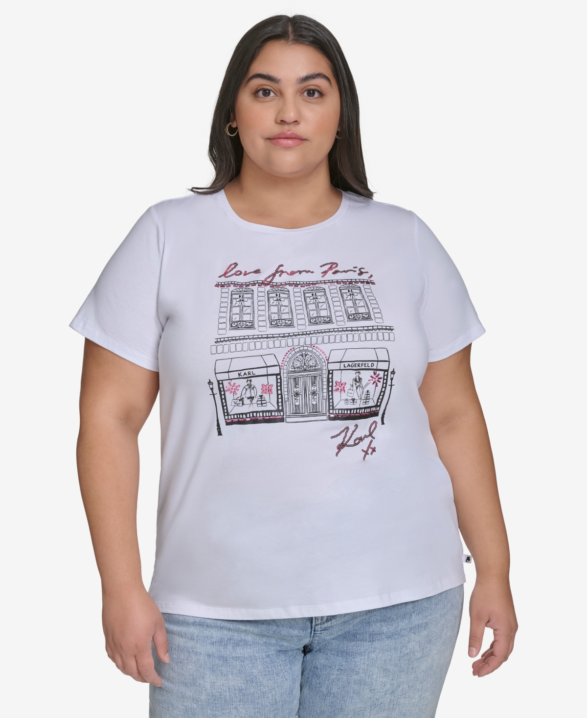 KARL LAGERFELD PLUS SIZE LOVE FROM PARIS CITY GRAPHIC T-SHIRT, EXCLUSIVELY AT MACY'S 