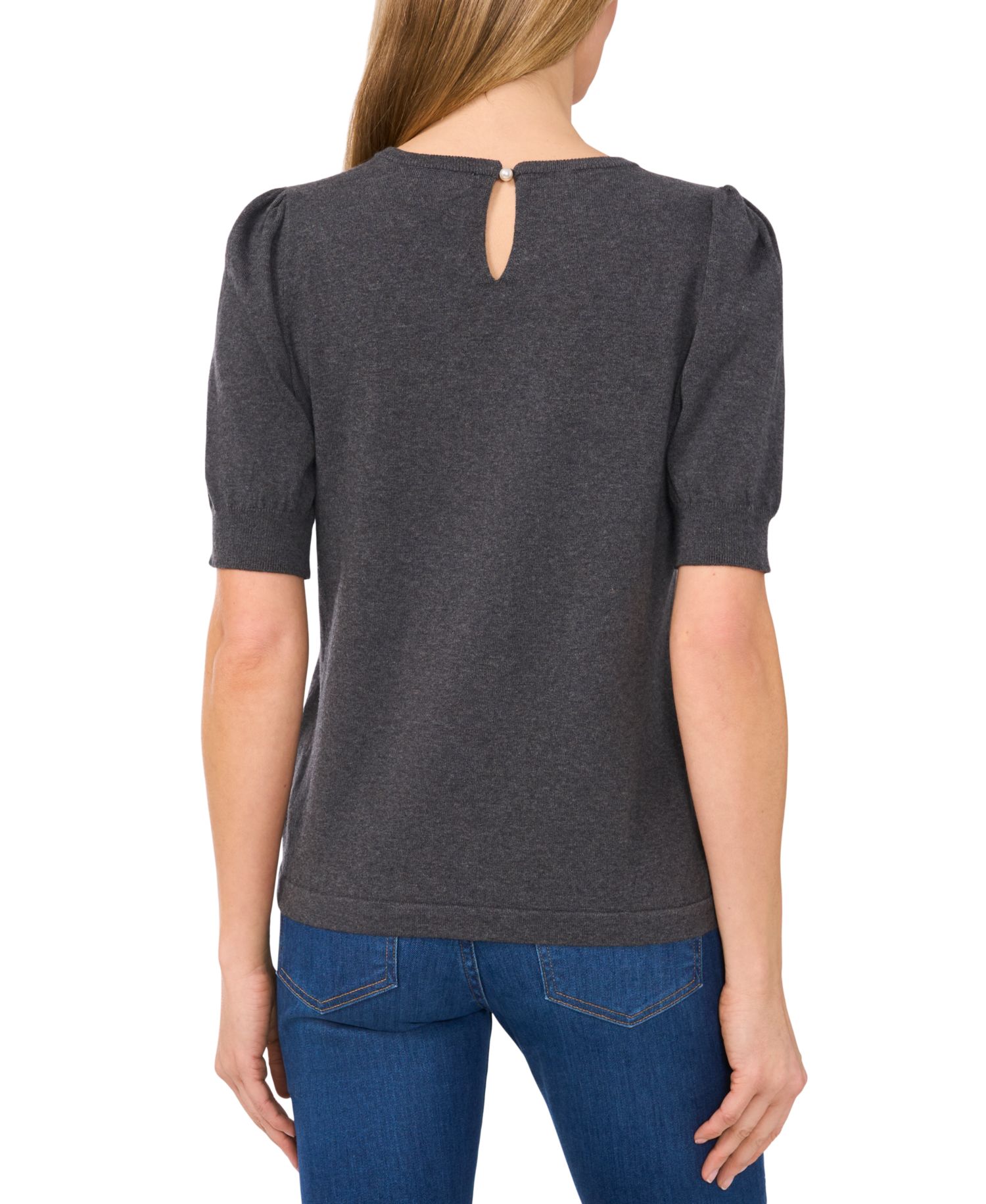 Women's Crewneck Puff Sleeve Cotton Sweater
