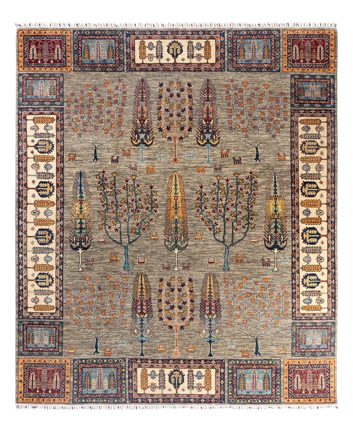 Adorn Hand Woven Rugs Tribal M1999 8'4"x9'8" Area Rug - Gray