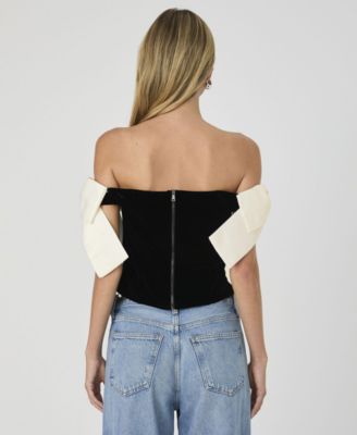 Women's Carey Velvet Bow-Sleeve Top