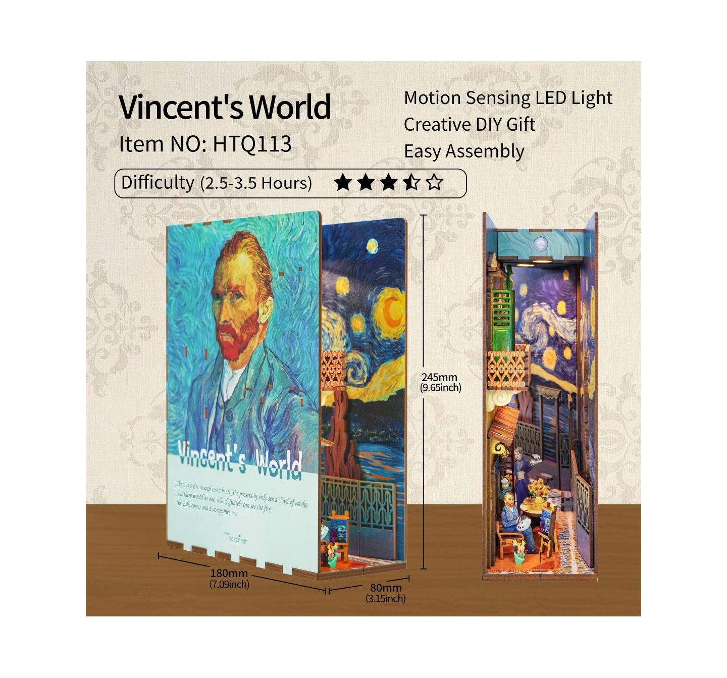 Детские конструкторы Flash Popup Vincent's World DIY 3D Book Nook Kit 80-Piece Building Set, Ages 14+, цвет: Зелёный — фото 6