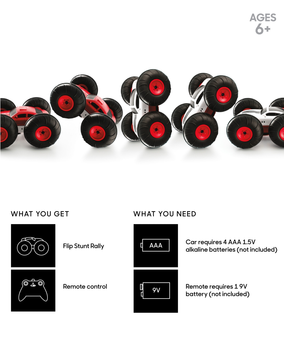 Remote Control Cars Flip Stunt Rally Toy, 2-in-1 Reversible Car - Red