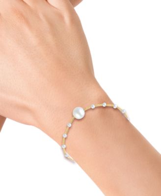 EFFY&reg; Cultured Freshwater Pearl (2-1/2 & 8mm) Link Bracelet in 14k Gold