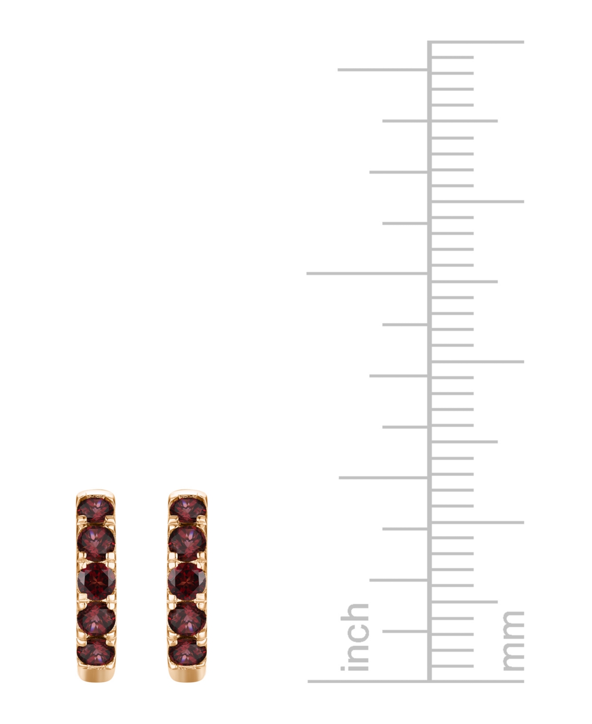 Macy's Lab Grown Ruby Five Stone Small Hoop Earrings (5/8 Ct. T.w.) In 10k Gold, 0.5" (also Available In Ci In Garnet