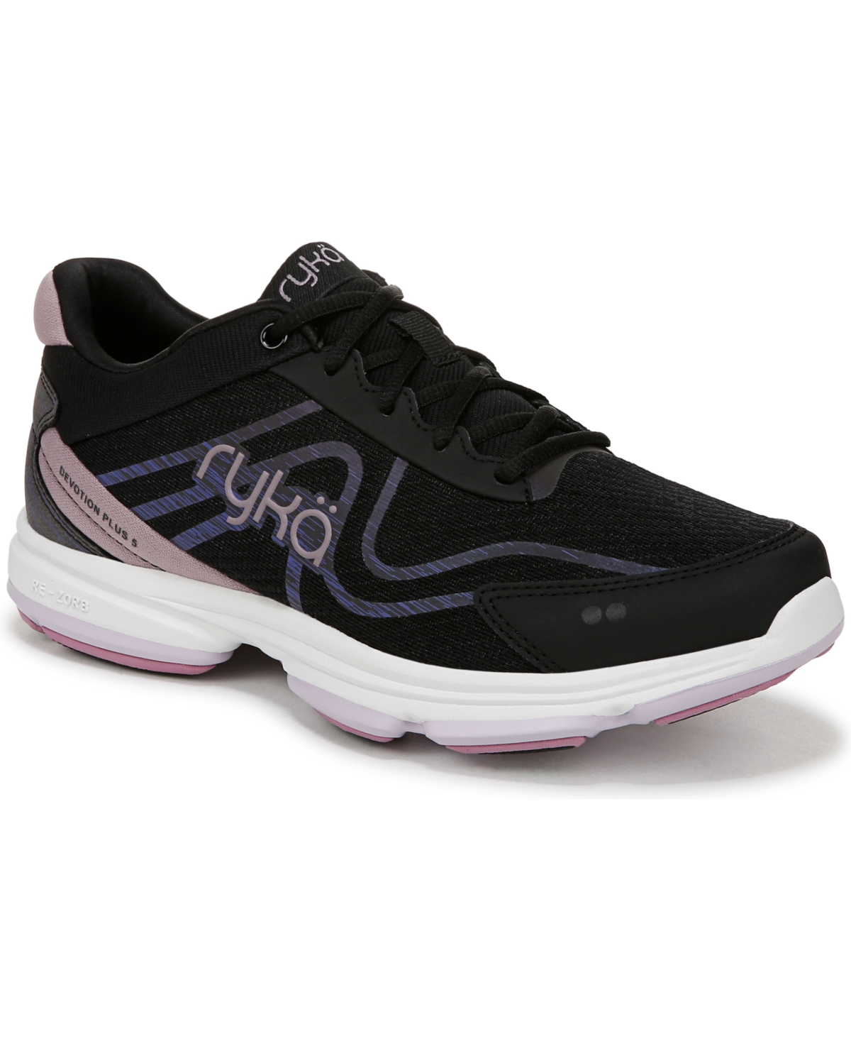 Ryka Women's Devotion Plus 5 Walking Sneakers In Black Mesh,faux Leather