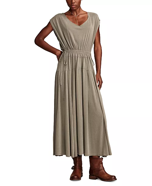 women's sandwash ruched sleeveless midi dress