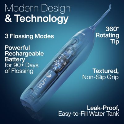 Icon Electric Water Flosser - Rechargeable, Included Jet Tip, Charging Cord, Home & Travel Use (Navy