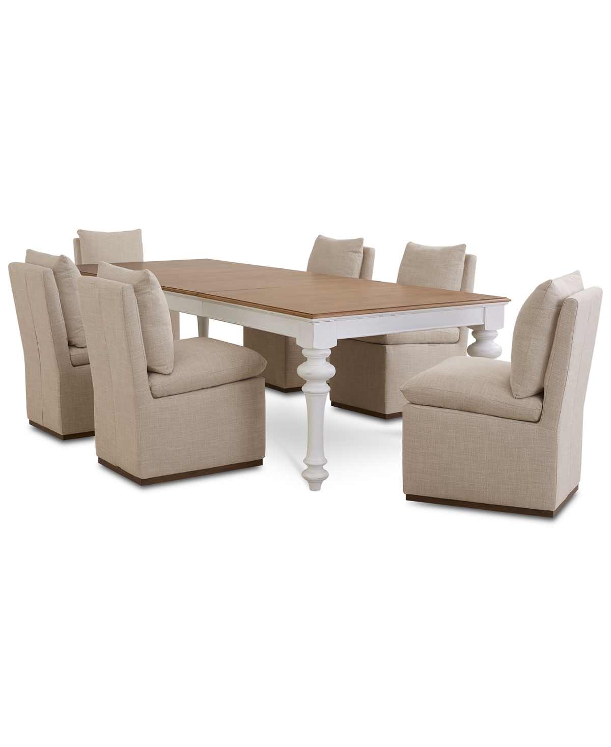 Macy's 7 Pc. Set (mandeville Rectangular Dining Table & 6 Kenity Ii Side Chairs), Created For  In White