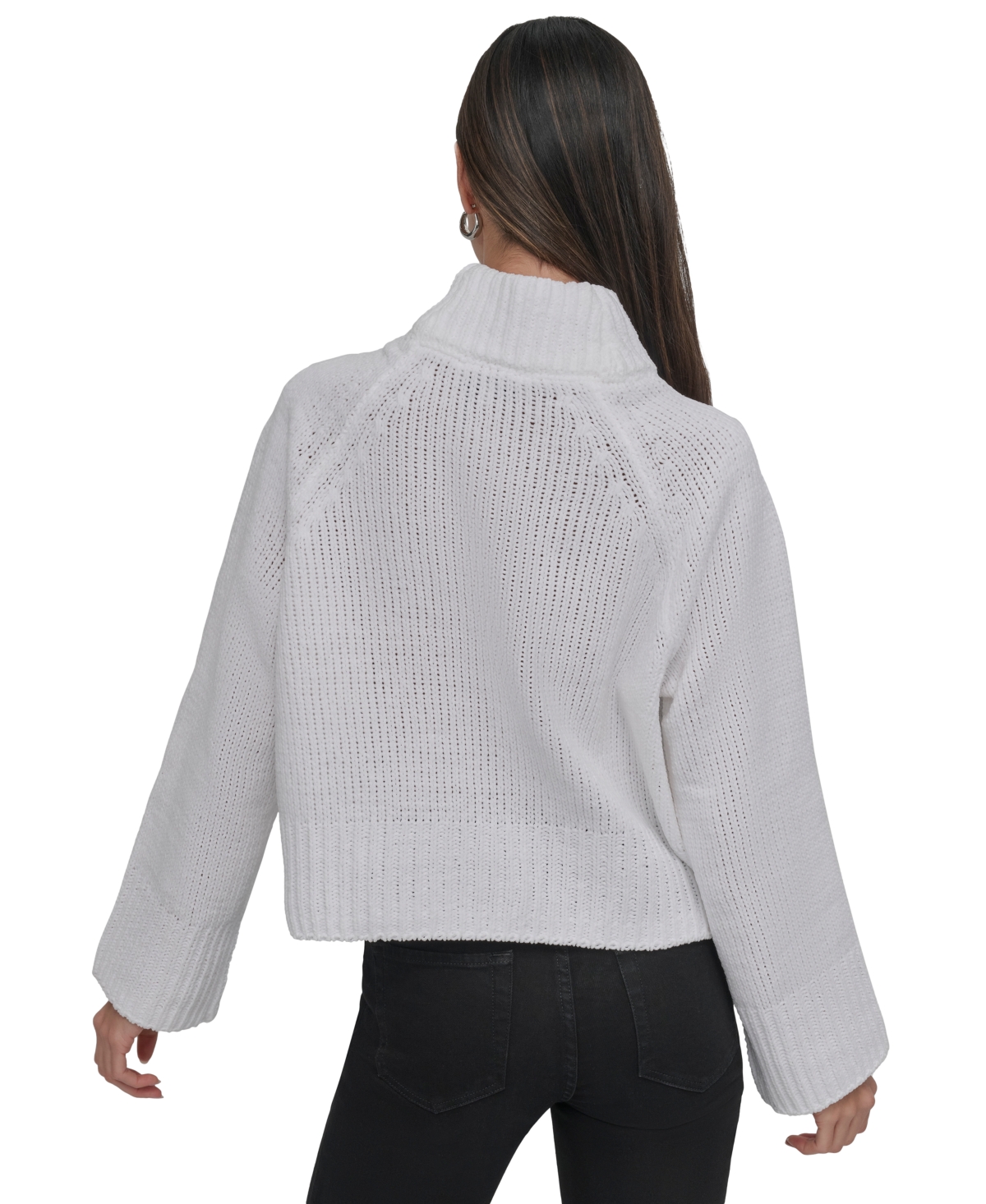 DKNY JEANS WOMEN'S CROPPED MOCK NECK CHENILLE SWEATER 