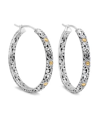 Bali Filgree Hoop Earrings in Sterling and Accents