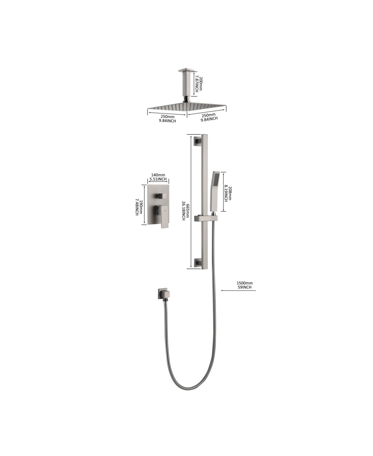 Casainc Inch 2 Function Ceiling Mount Dual Shower Heads Shower System