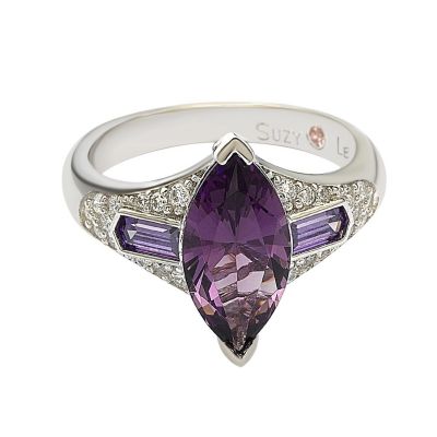 Sterling Silver Purple Marquise Cubic Zirconia Ring
