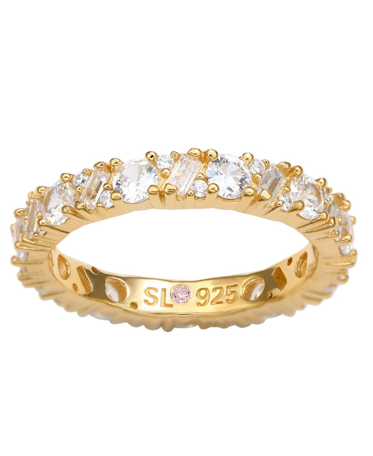 Suzy Levian New York Suzy Levian Sterling Silver Cubic Zirconia Round Baguette Cluster Eternity Band