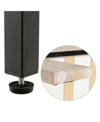 Queen Size Bed Frame with Nail Headboard and Wooden Slats