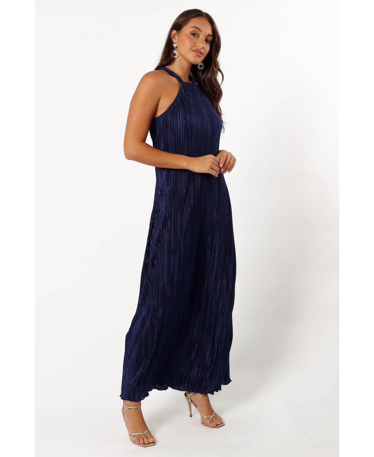 Женское платье Petal and Pup Melody Plisse Halter Maxi, цвет: Синий — фото 4