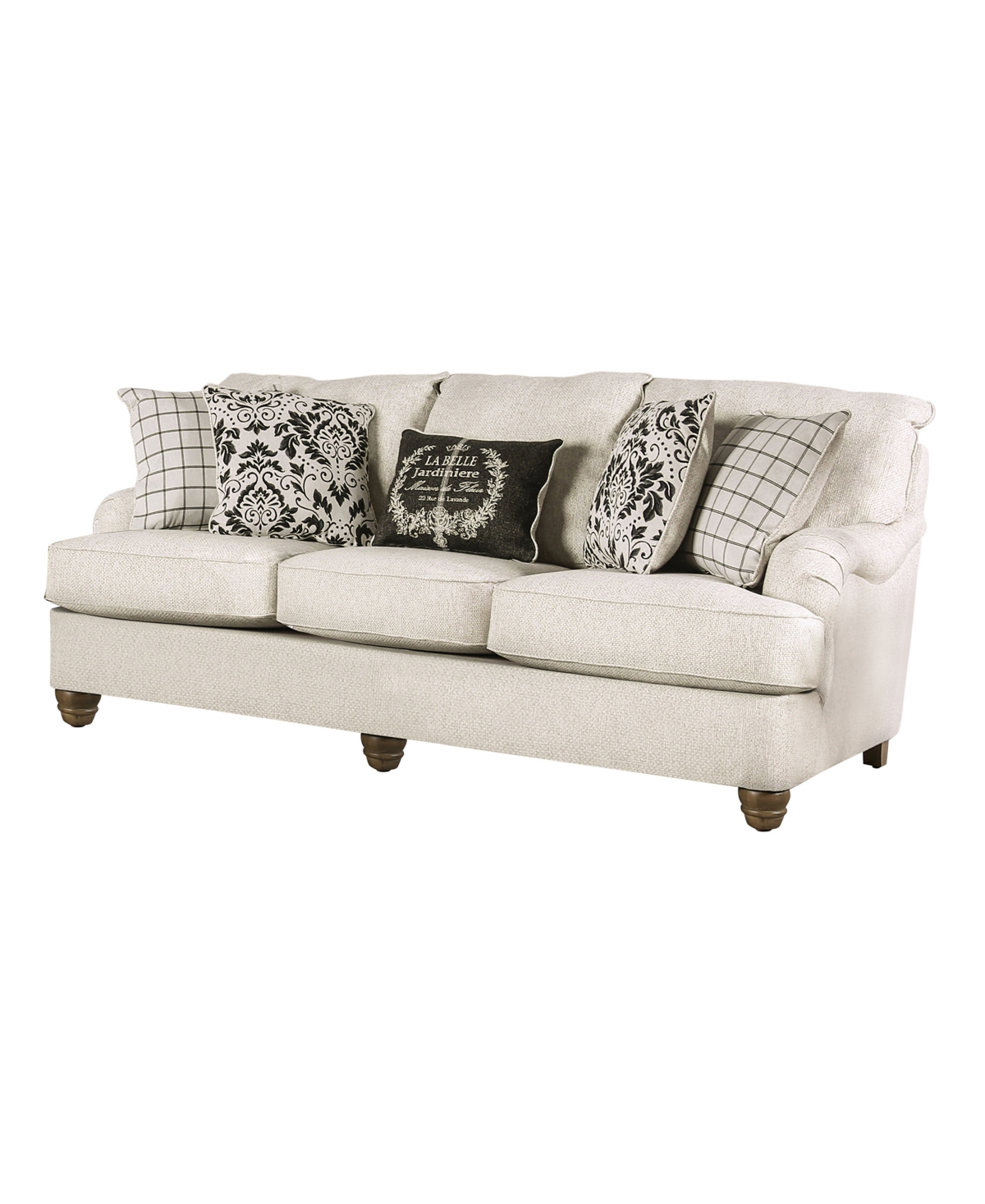 Furniture Of America 93" Stacy Pleated Arm Sofa In Ivory