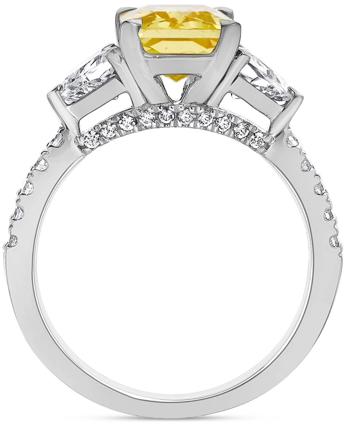 Badgley Mischka Igi Certified Lab Grown Yellow Diamond Radiant-cut Bridal Set (3-3/4 Ct. T.w.) In 14k White, Yellow In White Gold