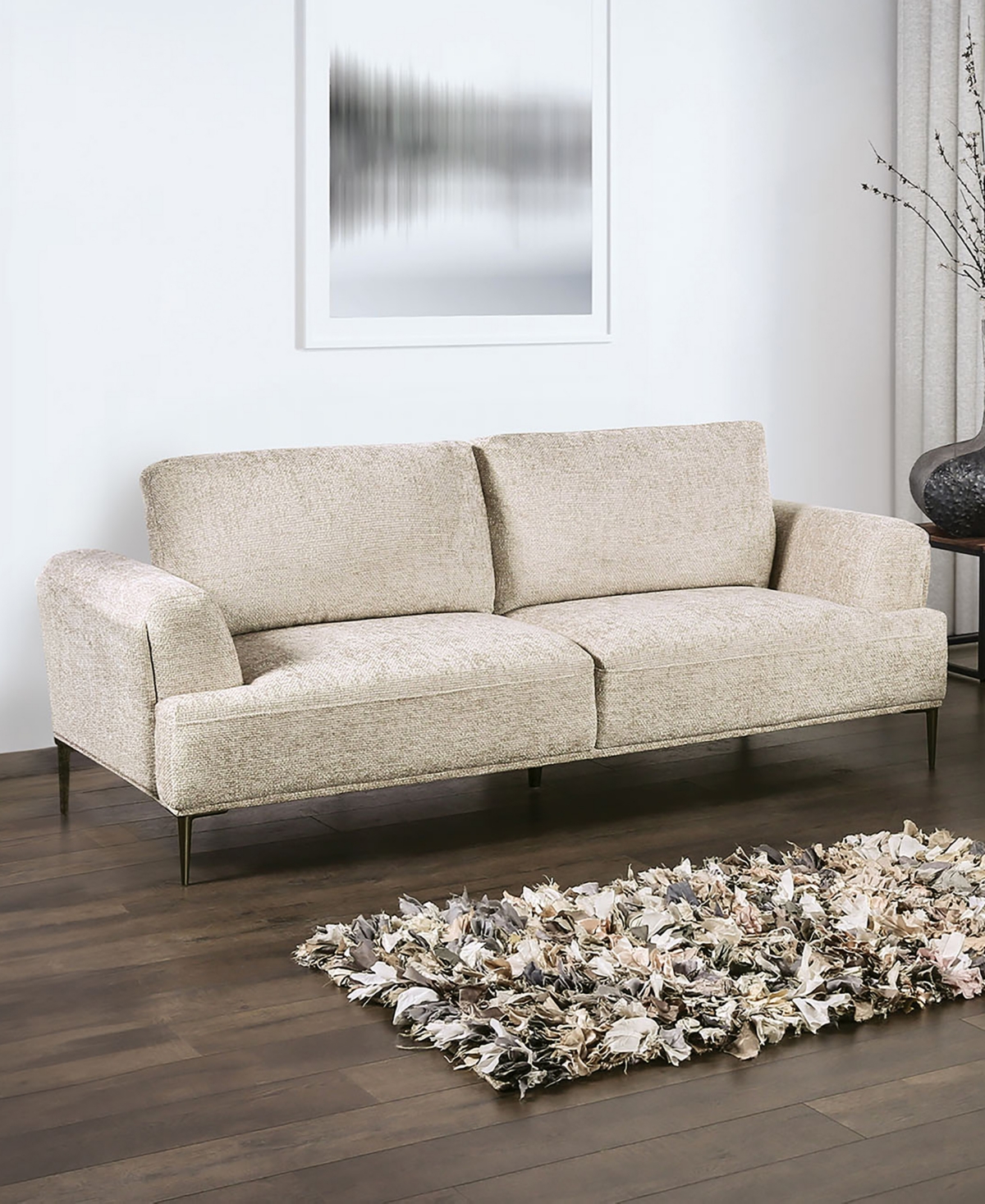 Furniture Of America 81" Orlandi Chenille Flared Arm Sofa In Light Brown