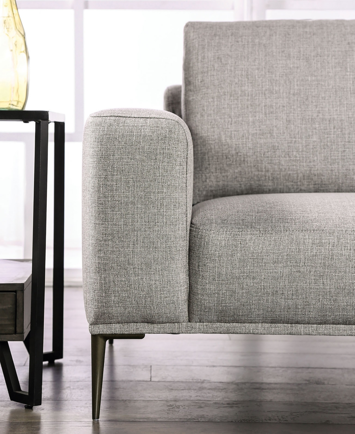 Furniture Of America 65" Danio Chenille 2-seater Track Arm Loveseat In Gray