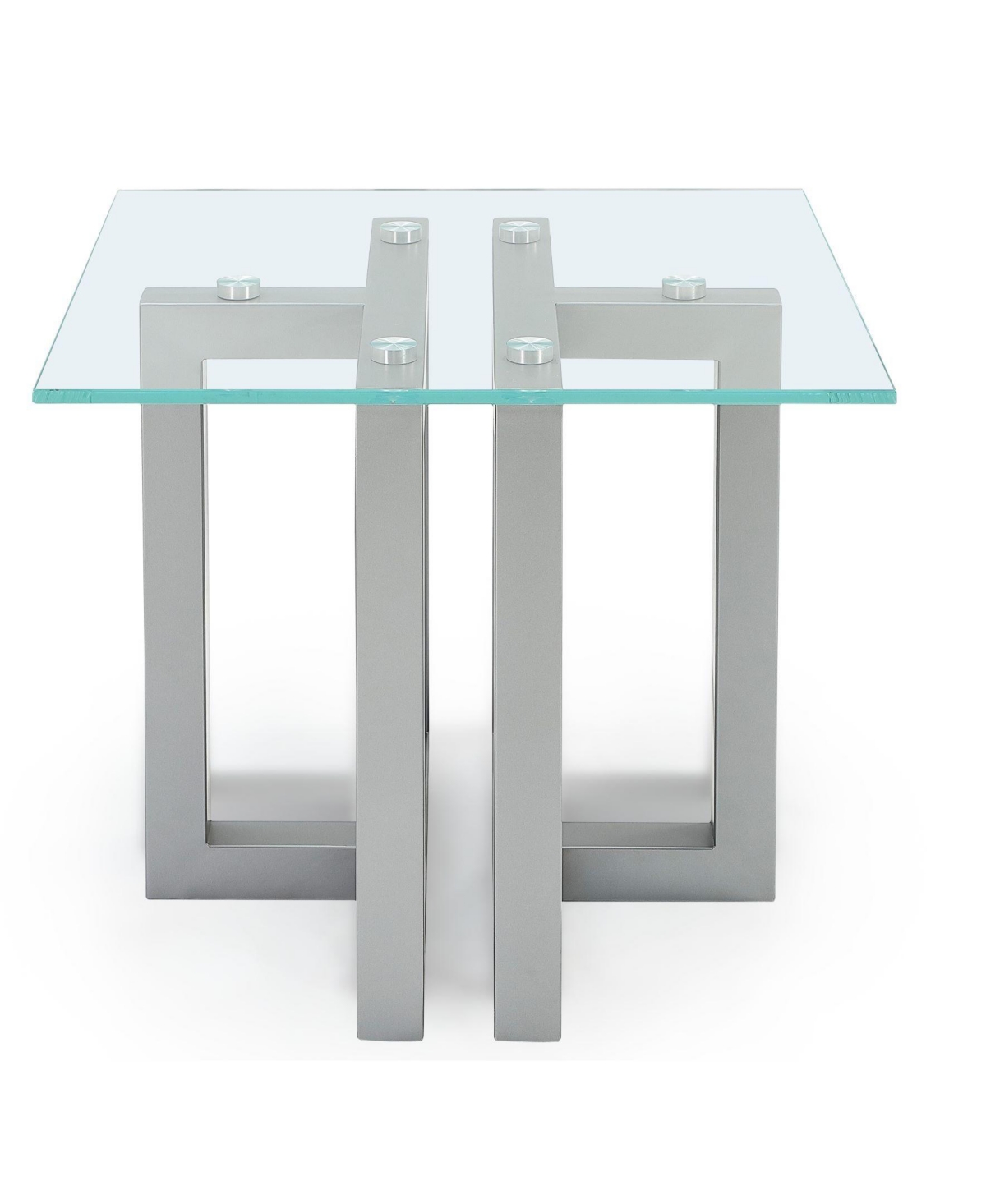 Macy's Emila 24" Square Glass Mix And Match End Table In Clear Glass,silver Sky