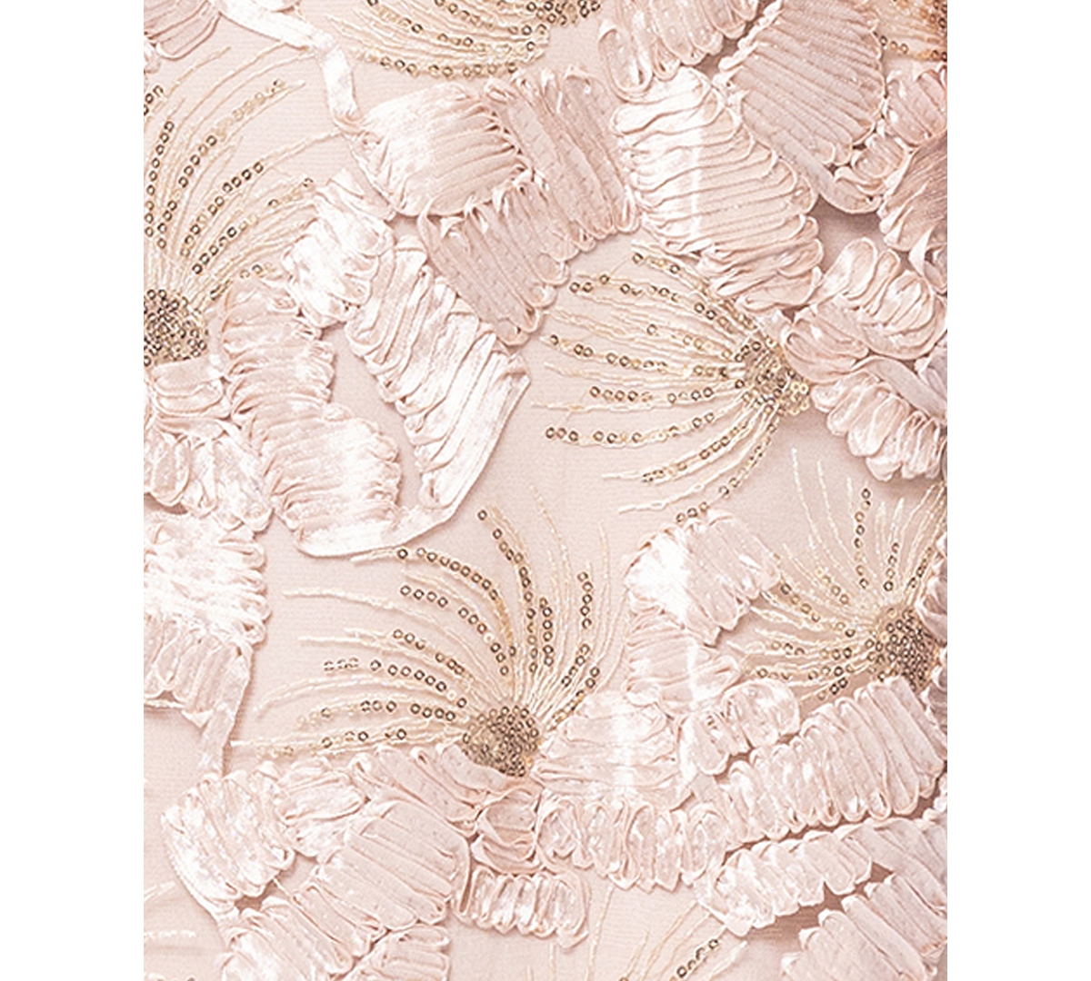 Betsy & Adam Petite Sleeveless Floral Sequin Sheath Gown In Champagne