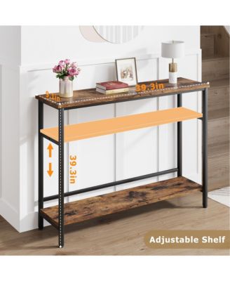 2 Tier Entryway Table, Console Tables for Entryway, Industrial Sofa Table with Adjustable Shelf