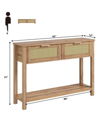 Entryway Table with 2 Drawers, Console Table for Entryway, Wood Sofa Table with Storage