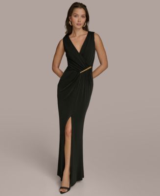 Donna Karan New York Women's Faux-Wrap Embellished Gown - Macy's
